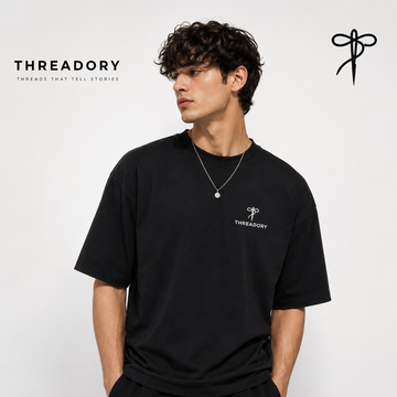 Premium Black Drop Shoulder T-Shirt for Men | Oversized Comfort Fit